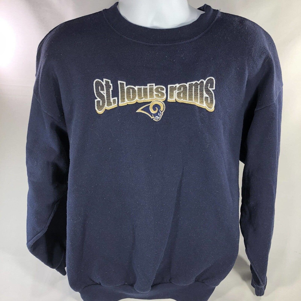 VINTAGE LOGO ATHLETIC ST LOUIS RAMS SWEATSHIRT XL NFL EMBROIDERED PULLOVER Y2K